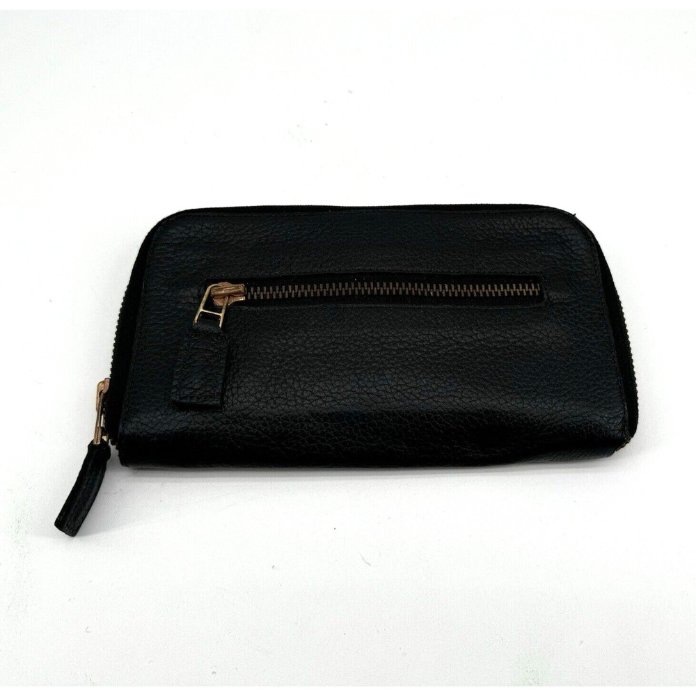 JP Ourse & CIE Wallet Black Leather Cash Coin Card Zipper Closer Pockets